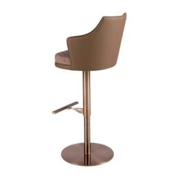 Angel Cerda Fabric Swivel Bar Stool with Leatherette Backrest in Brown - thumbnail 7