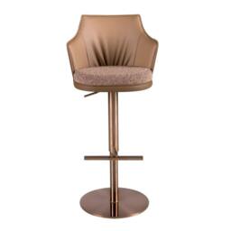 Angel Cerda Fabric Swivel Bar Stool with Leatherette Backrest in Brown