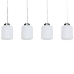 Wyld and Coco Industrial Pendant Light Black Steel and Brass Four White Glass Shades - thumbnail 4