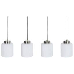Wyld and Coco Industrial Pendant Light Black Steel and Brass Four White Glass Shades - thumbnail 2