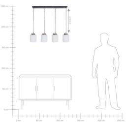 Wyld and Coco Industrial Pendant Light Black Steel and Brass Four White Glass Shades - thumbnail 9
