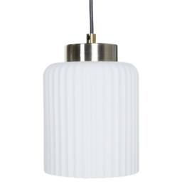Wyld and Coco Industrial Pendant Light Black Steel and Brass Four White Glass Shades - thumbnail 5