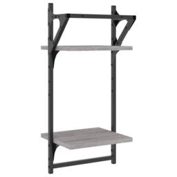Berkfield Home Beautiful 2-Tier Wall Shelves with Bars 2 pcs Grey Sonoma 30x25x65 cm - Size: 30 x 25 x 65 cm - thumbnail 7