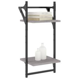 Berkfield Home Beautiful 2-Tier Wall Shelves with Bars 2 pcs Grey Sonoma 30x25x65 cm - Size: 30 x 25 x 65 cm - thumbnail 1
