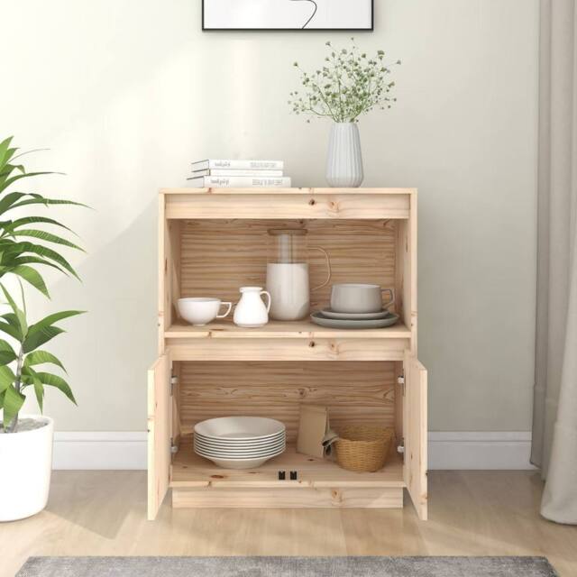 Berkfield Home Sideboard 60x34x75 cm Solid Wood Pine in Light Beige - Size: 60 x 34 x 75 cm - image 1