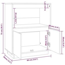 Berkfield Home Sideboard 60x34x75 cm Solid Wood Pine in Light Beige - Size: 60 x 34 x 75 cm - thumbnail 9