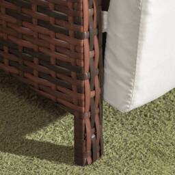 Wyld Haus Nomo 3 Piece Rattan Bistro Set Mixed Brown with Cream White Cushions - thumbnail 8