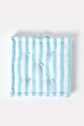 Homescapes Cotton Thick Stripe Floor Cushion in Blue - Size: 40 cm x 40 cm - thumbnail 3