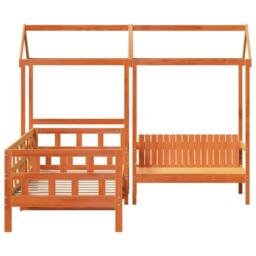 Berkfield Home Day Bed Set with Roof without Mattress Wax Brown 90x200 cm - thumbnail 4