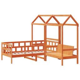 Berkfield Home Day Bed Set with Roof without Mattress Wax Brown 90x200 cm - thumbnail 3