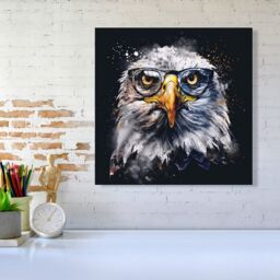 "Warren Reed - Designer Eagle In Glasses Splashart Canvas - Size: W16"" x H16""" - thumbnail 1