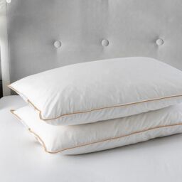 Snug City Luxury Goose Feather & Down Pillow Pair 100% Cotton Cover in White