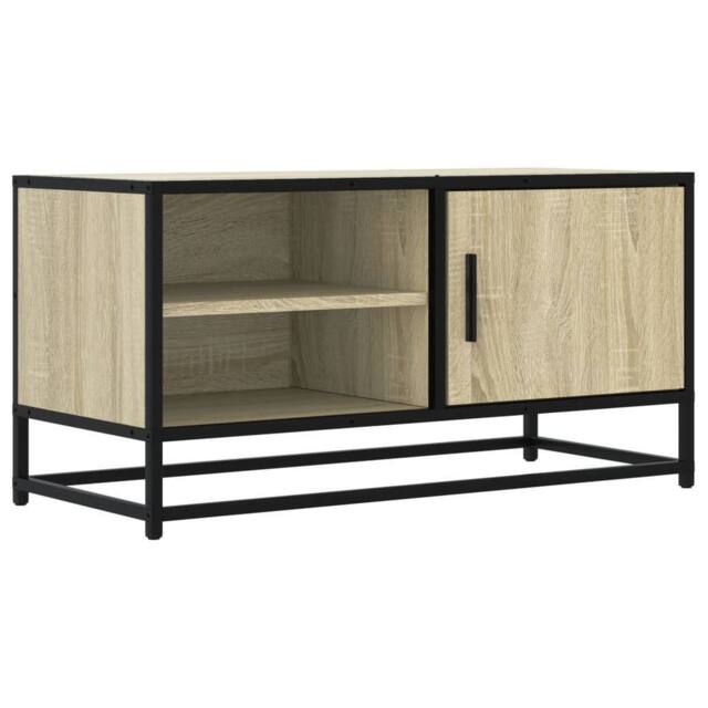 Berkfield Home TV Cabinet Sonoma Oak 80x34.5x40 cm Engineered Wood & Metal in Light Oak - image 1