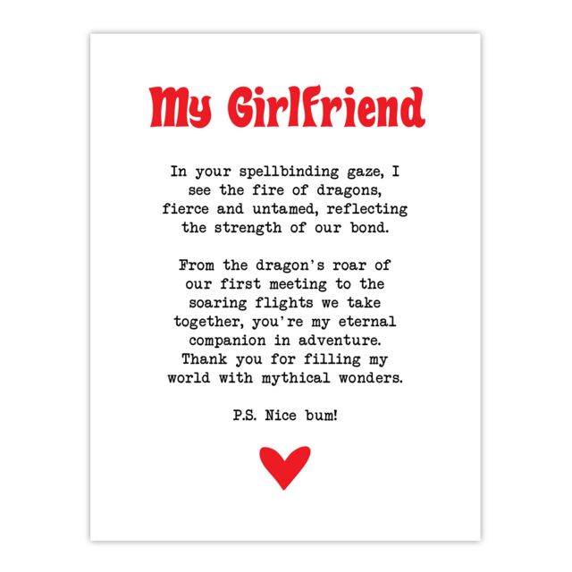 "Artery8 Love Poem Role Play Game Nerd Girlfriend Romantic Wall Art Print in White - Size: W24"" x H32""" - image 1