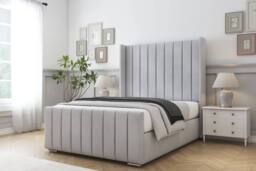 "Sloomy Boston Chrome Naples Bed Frame With 50"" Upholstered Headboard in Silver - Size: Single" - thumbnail 2