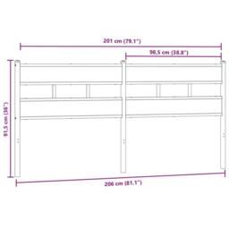 Berkfield Home Headboard Smoked Oak 200 cm Iron & Engineered Wood in Brown - thumbnail 6