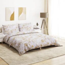 Berkfield Home Duvet Cover Set White & Brown 200x200 cm Cotton
