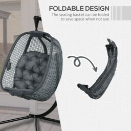 OUTSUNNY Hanging Swing Chair with Thick Cushion, Patio Hanging Chair, Dark Grey - thumbnail 6