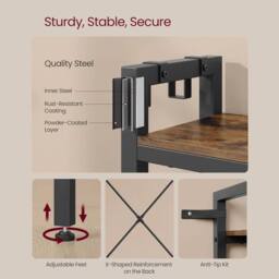 Kelvenix Large Rustic Hall Tree Coat Stand Shoe Rack Bench in Brown - thumbnail 5