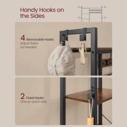 Kelvenix Large Rustic Hall Tree Coat Stand Shoe Rack Bench in Brown - thumbnail 4