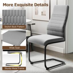 Gymax Modern Dining Chair Set of 4 Tilt High Backrest Kitchen Chairs in Grey - thumbnail 5