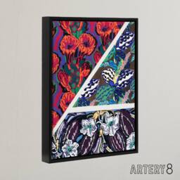 "Artery8 Geometric Floral Motifs Benedictus Black Framed Canvas Wall Art - Size: W12"" x H16""" - thumbnail 2