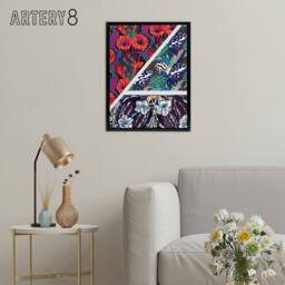 "Artery8 Geometric Floral Motifs Benedictus Black Framed Canvas Wall Art - Size: W12"" x H16""" - thumbnail 3