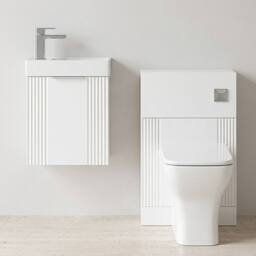 Balterley Cloakroom Suite Wall Hung Vanity Toilet Tap Set - White Chrome - thumbnail 8