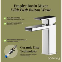 Balterley Cloakroom Suite Wall Hung Vanity Toilet Tap Set - White Chrome - thumbnail 6