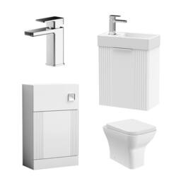 Balterley Cloakroom Suite Wall Hung Vanity Toilet Tap Set - White Chrome