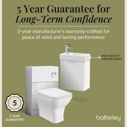 Balterley Cloakroom Suite Wall Hung Vanity Toilet Tap Set - White Chrome - thumbnail 7