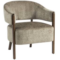 HOMCOM Accent Chair, Upholstered Armchair with Solid Wood Legs, Light Brown - thumbnail 2