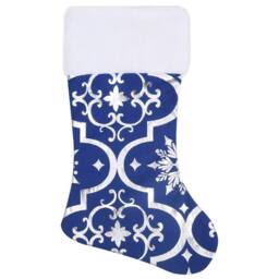 Berkfield Home Luxury Christmas Tree Skirt with Sock Blue 90 cm Fabric - thumbnail 4