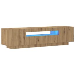 Berkfield Home TV Cabinet with LED Lights Artisan Oak 160x35x40 cm Engineered Wood in Brown - Size: 160 x 35 x 40 cm - thumbnail 3