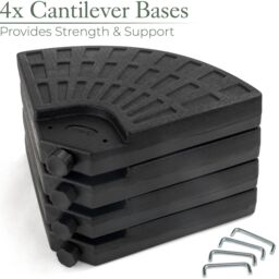 Christow Cantilever Parasol Base Banana Umbrella Stand Fan Shape Sand Water 66kg in Black - thumbnail 3