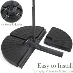 Christow Cantilever Parasol Base Banana Umbrella Stand Fan Shape Sand Water 66kg in Black - thumbnail 4