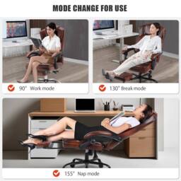 FURNITURE ONE PVC Leather Effect Gaming Chair, Gas Lift Swivel High Back Ergonomic Chair with Footrest & Lumbar Support in Brown - Size: 1 Pack - thumbnail 2