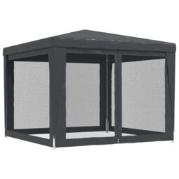 Berkfield Home Party Tent with 4 Mesh Sidewalls Anthracite 3x3 m HDPE in Black - thumbnail 5
