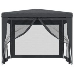 Berkfield Home Party Tent with 4 Mesh Sidewalls Anthracite 3x3 m HDPE in Black - thumbnail 3