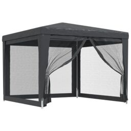 Berkfield Home Party Tent with 4 Mesh Sidewalls Anthracite 3x3 m HDPE in Black - thumbnail 2