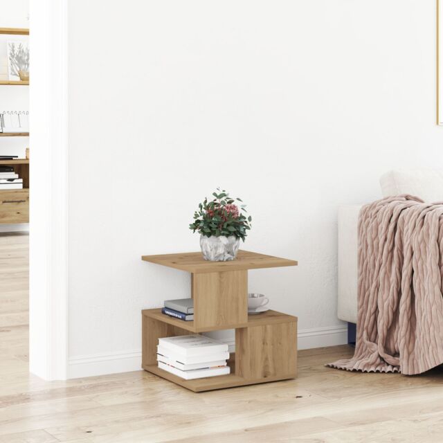 Berkfield Home Side Table Artisan Oak 40x40x40 cm Made of Engineered Wood in Brown - Size: 40 x 40 x 40 cm - image 1