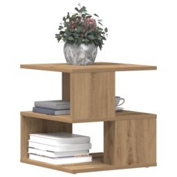 Berkfield Home Side Table Artisan Oak 40x40x40 cm Made of Engineered Wood in Brown - Size: 40 x 40 x 40 cm - thumbnail 3