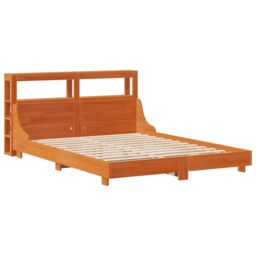 Berkfield Home Bed Frame without Mattress Wax Brown 150x200 cm King Size Solid Wood Pine - thumbnail 3
