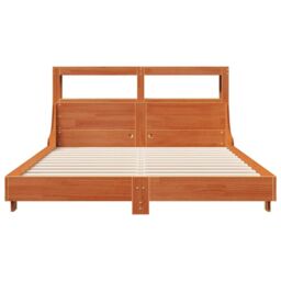 Berkfield Home Bed Frame without Mattress Wax Brown 150x200 cm King Size Solid Wood Pine - thumbnail 4