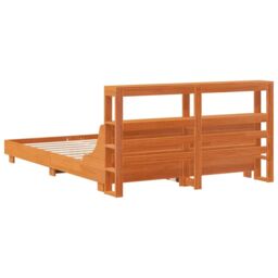 Berkfield Home Bed Frame without Mattress Wax Brown 150x200 cm King Size Solid Wood Pine - thumbnail 6