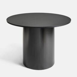 OHS Madison Ribbed Round Dining Table Wood Effect in Black - thumbnail 4