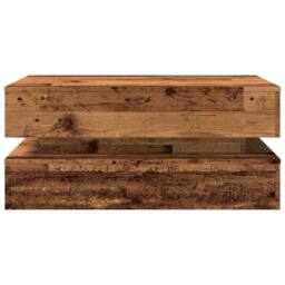 Berkfield Home Coffee Table with LED Lights Old Wood 90x50x40 cm in Brown - Size: 90 x 50 x 40 cm - thumbnail 7