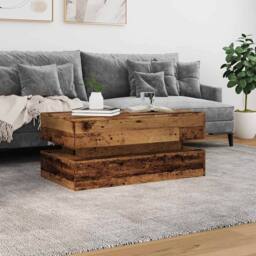 Berkfield Home Coffee Table with LED Lights Old Wood 90x50x40 cm in Brown - Size: 90 x 50 x 40 cm - thumbnail 4