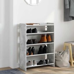 Berkfield Home Shoe Rack Concrete Grey 60x25x81 cm Engineered Wood - Size: 60 x 25 x 81 cm - thumbnail 3