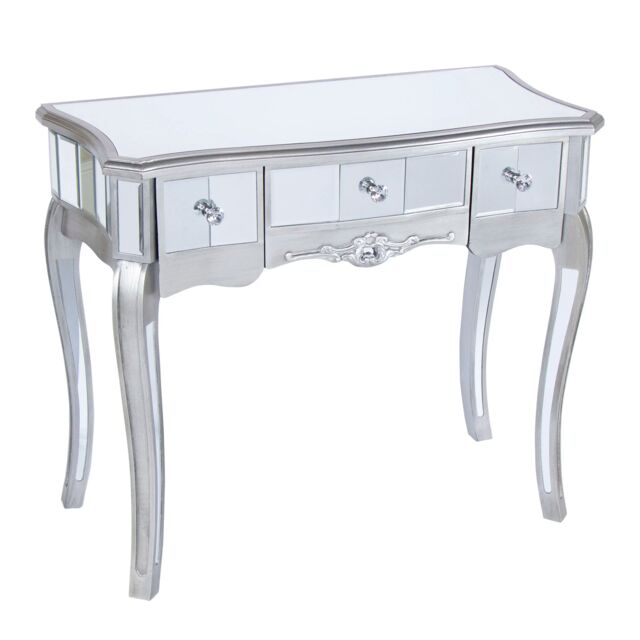 Melody Maison Mirrored Dressing Table & Vanity Mirror - Tiffany Range in Metallic Silver - image 1